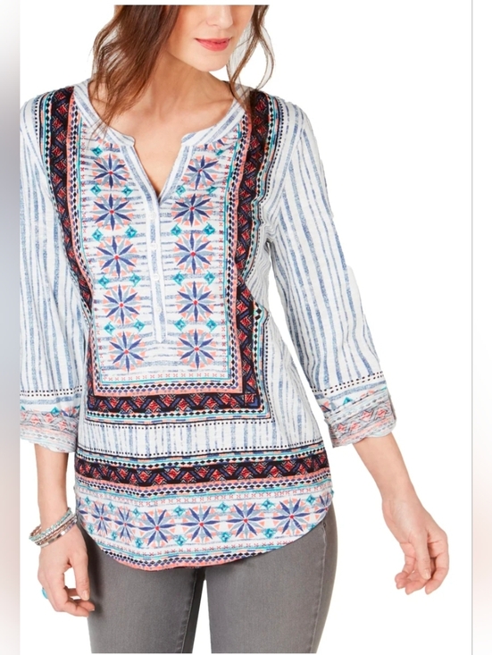 Style & Co. Tops - Style & Co Mixed Print Knit Top Plus Size 0X